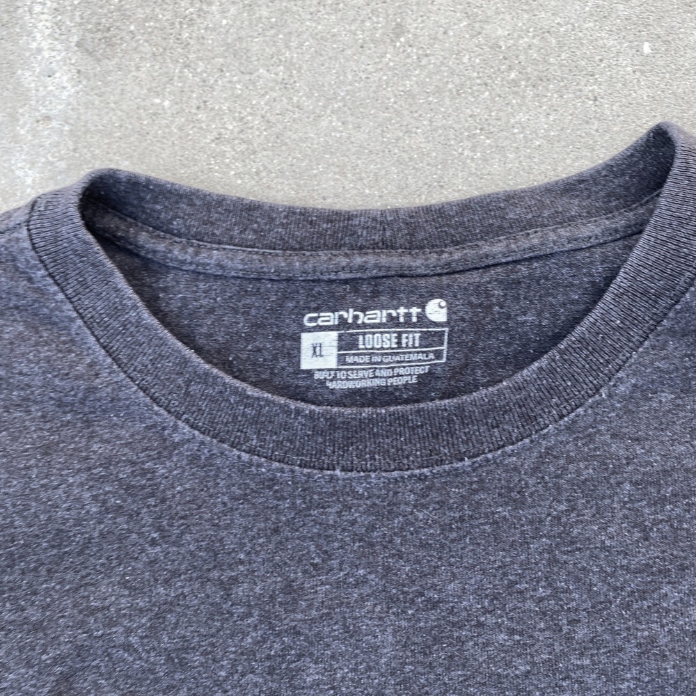Carhartt Shirt Mens XL Short Sleeve Crew Neck Pocket Outdoors Loose Fit Gray - Picture 3 of 7